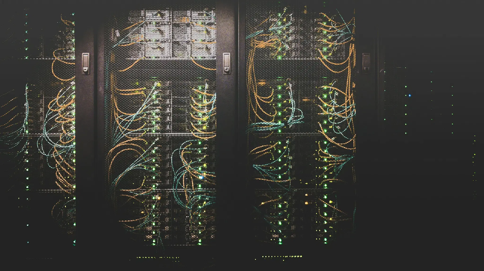 Network cabling and server infrastructure inside a data center