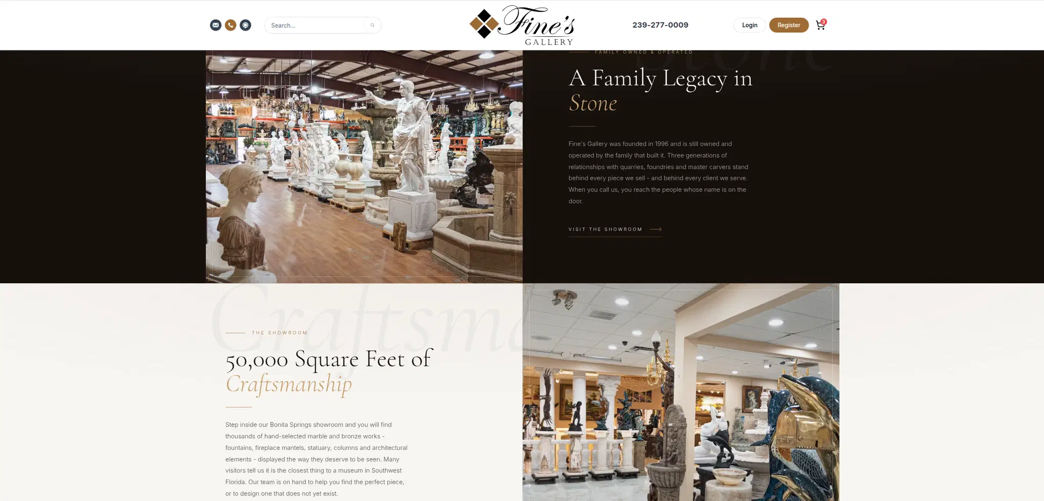 Fine’s Gallery About page draft preview after the approved AI agent content operation
